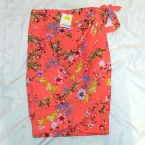 NWT GIBSON LATIMER WRAP FLORAL SKIRT KNEE LENGTH